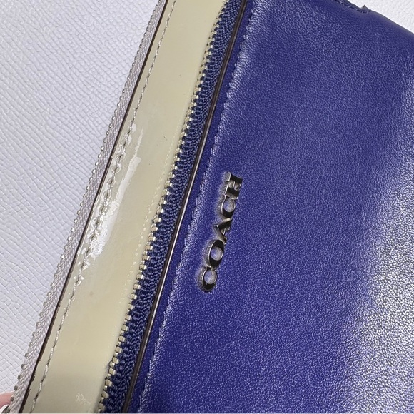 Coach Periwinkle Blue & Cream Double Corner Zip Wristlet - Picture 5 of 14